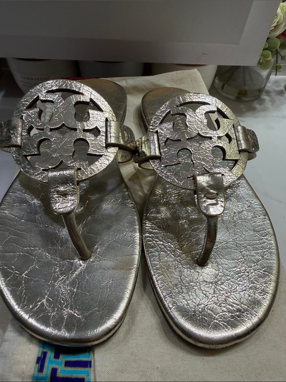 Tory Burch Miller Soft Metallic Wrinkle Miller Sandals